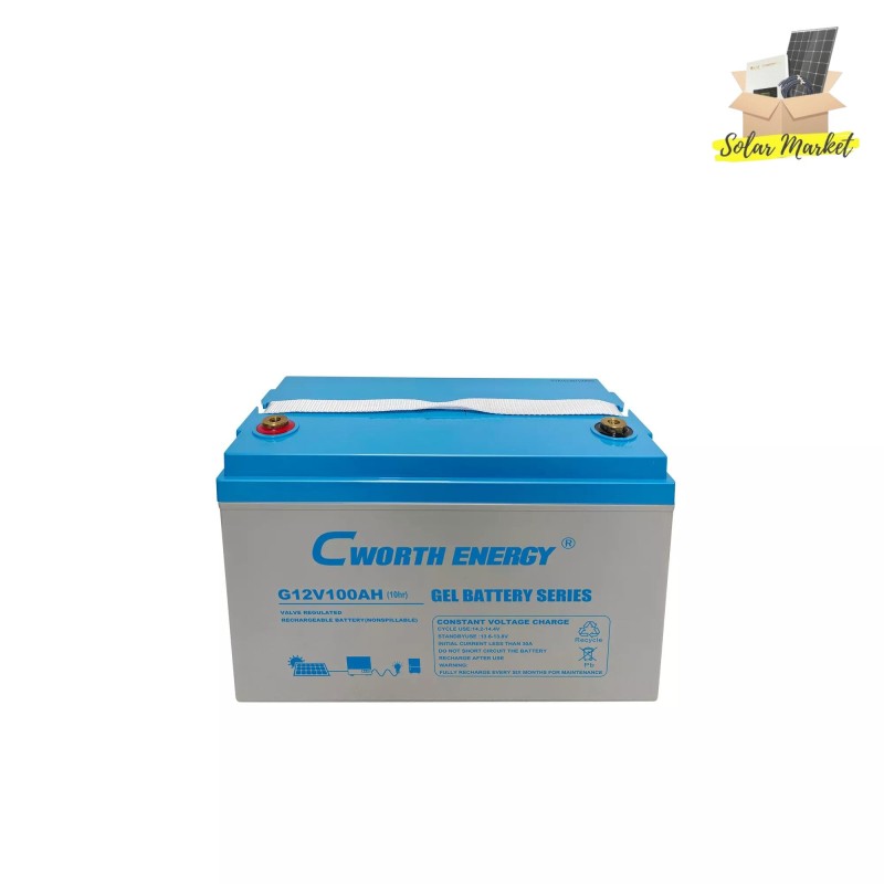 Cworth Deep Cycle Gel Battery 100Ah 12V For Reliable Solar Power Safe Long Lasting