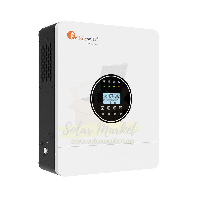 Felicity Hybrid Inverters ✔ 6KW Output Power | 48V System Voltage – Ideal for residential solar installations✔ 100A MPPT Charge Controller – Maximizes solar energy harvesting (up to 98% effic