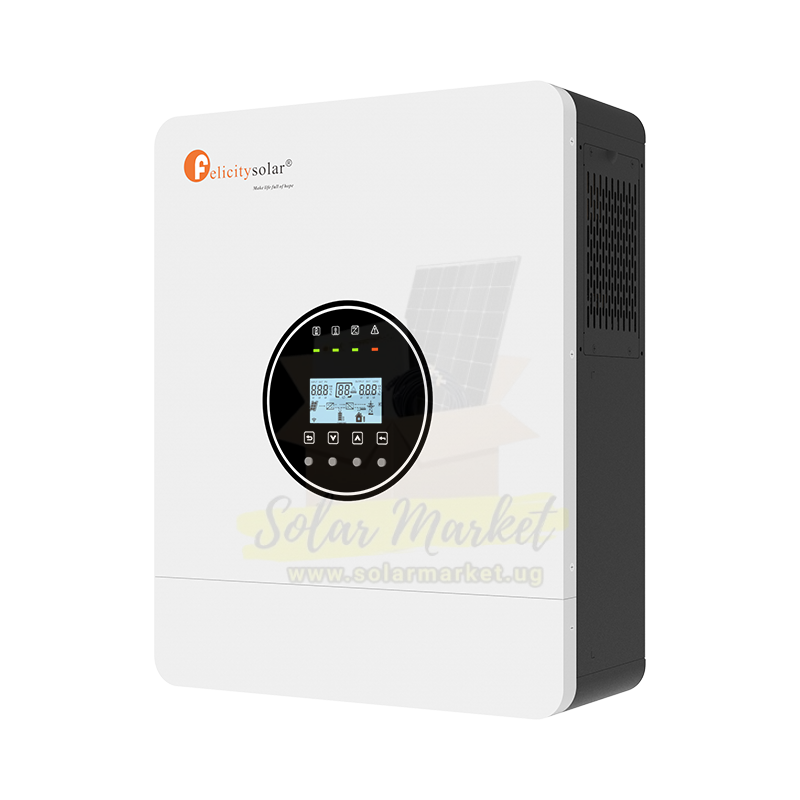 Felicity Hybrid Inverters ✔ 6KW Output Power | 48V System Voltage – Ideal for residential solar installations✔ 100A MPPT Charge Controller – Maximizes solar energy harvesting (up to 98% effic