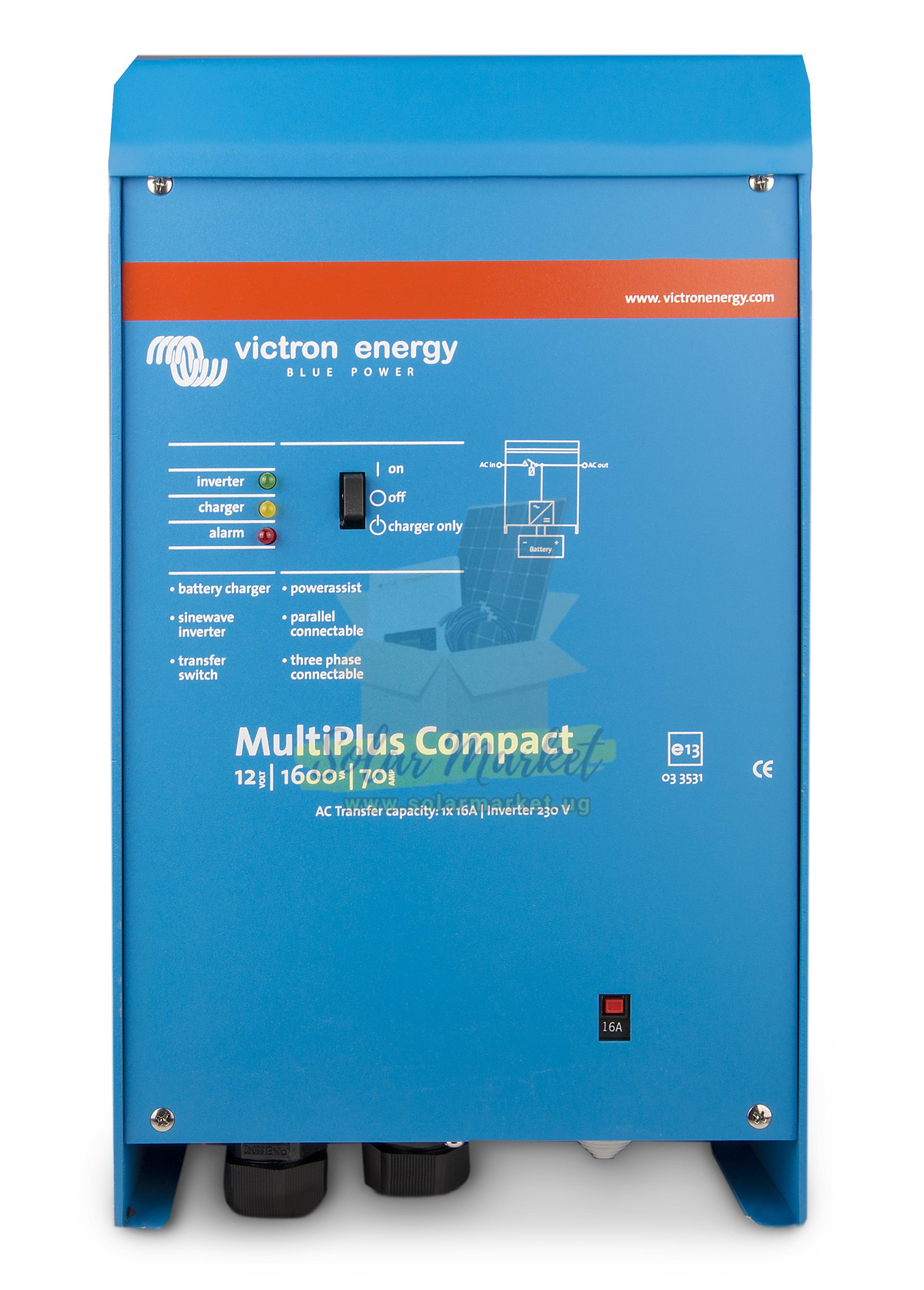 Victron Multiplus 12/1600/70 Inverter Charger 12V Single Phase for Residential solar, Off-grid rural, Commercial backup