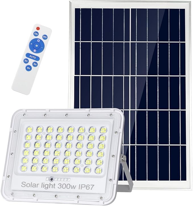 Masrcorp Solar Flood Lights Light Control + Remote Control: Provides automated and manual control for ease of use and energy savings.Efficient Solar Panel: Equipped with a 6V20W solar panel f