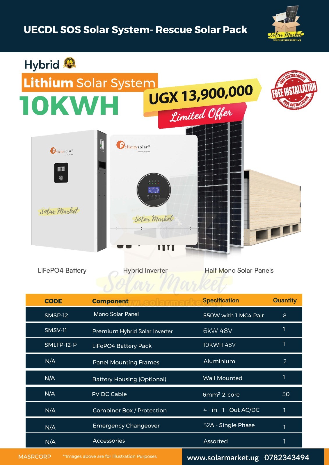 10Kwh Complete Lithium Home Solar System Kit Lite