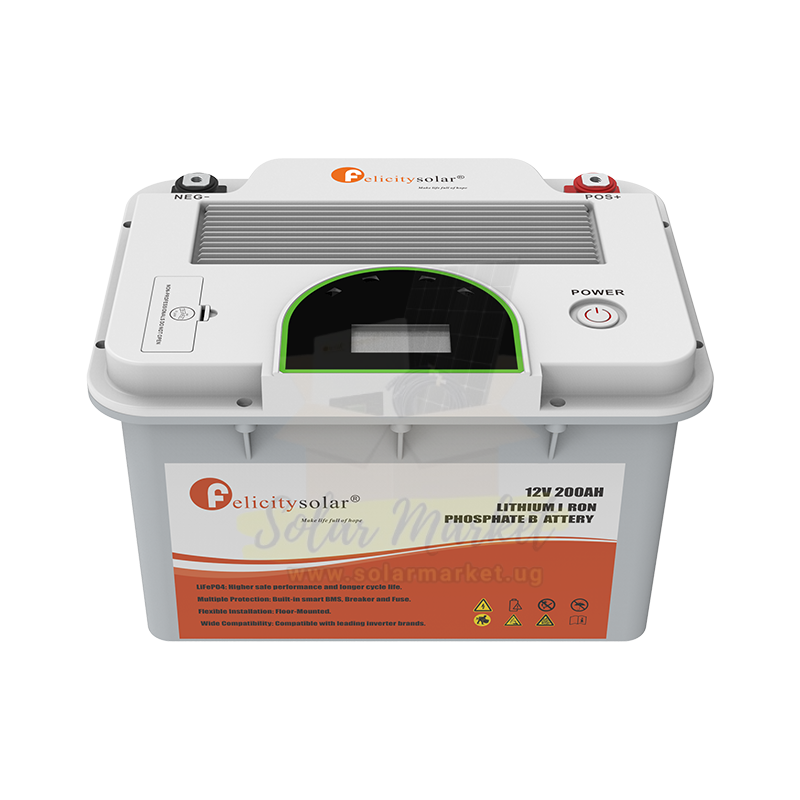 Felicity FLA12200 2.56kWh 12.8V 200Ah LiFePO4 Battery for Off-Grid Homes, Inverter Backup and Remote Power | 95% DoD, 6000+ Cycles, RS485/CAN, 5-Year Warranty