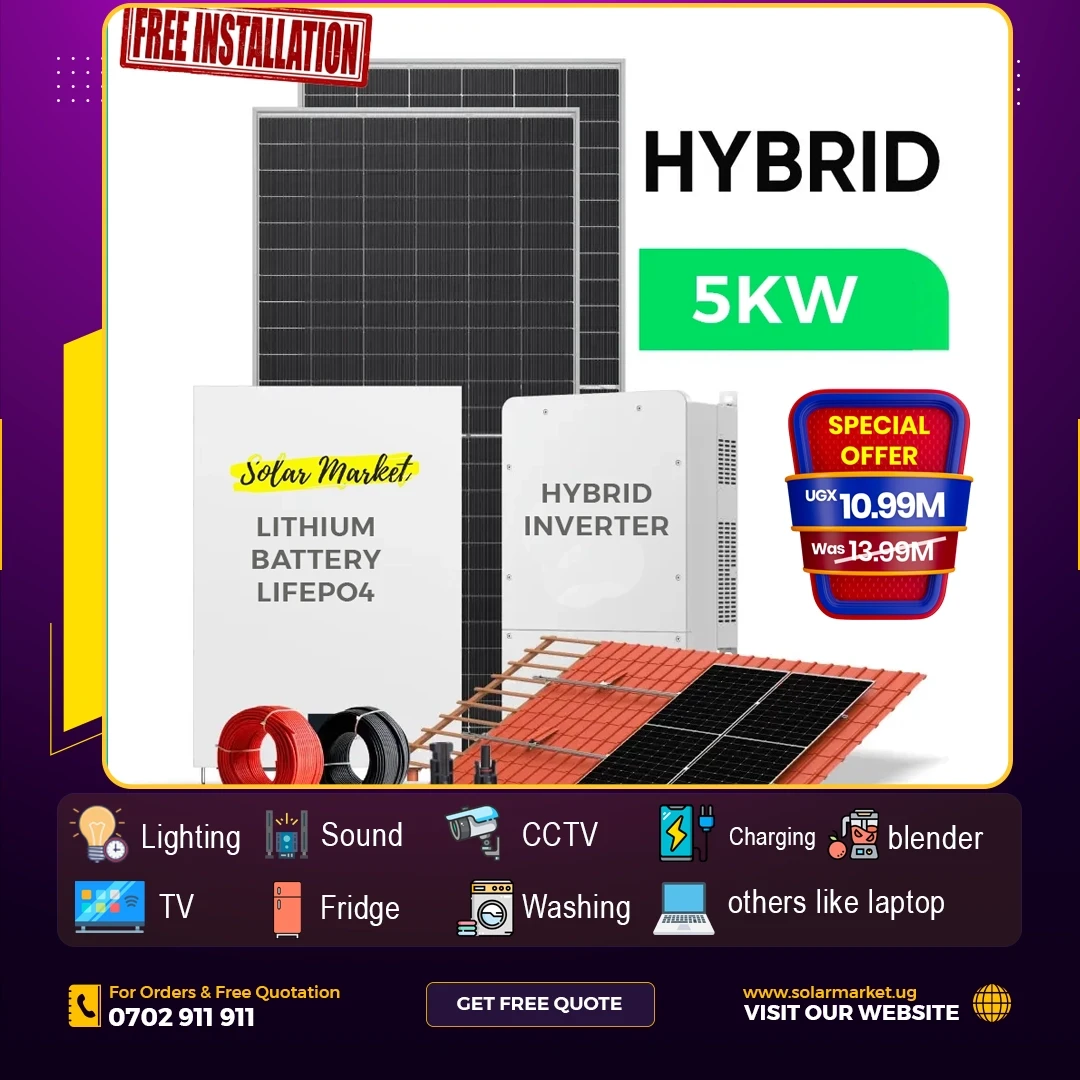 5Kwh Complete Hybrid Solar Power System With 5Kwh Lithium Battery Free Installation
