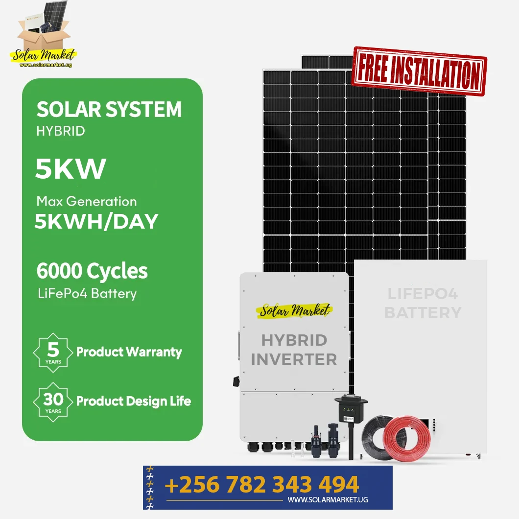 5Kwh Lite Complete Hybrid Solar Power System With 5Kwh Lithium Battery Free Installation
